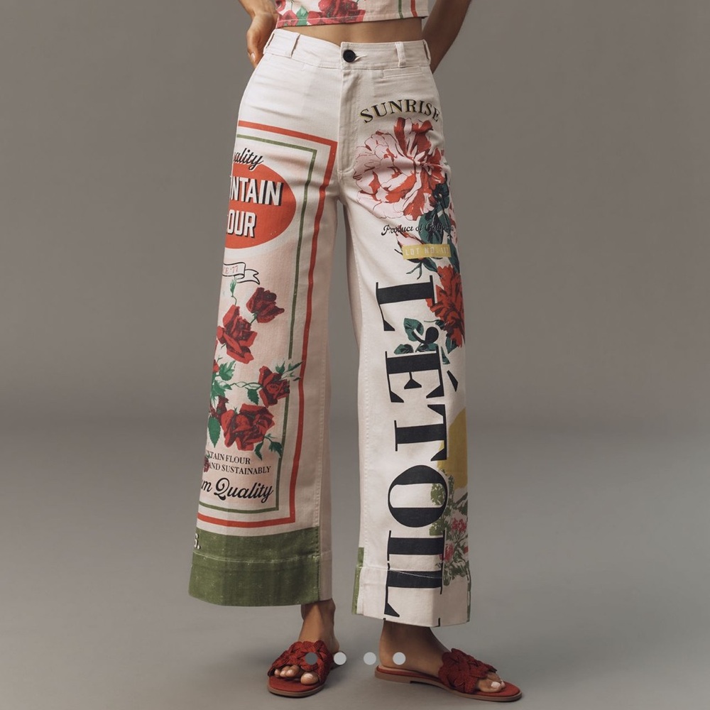 Maeve Floral Wide Leg Pants - Multicolor